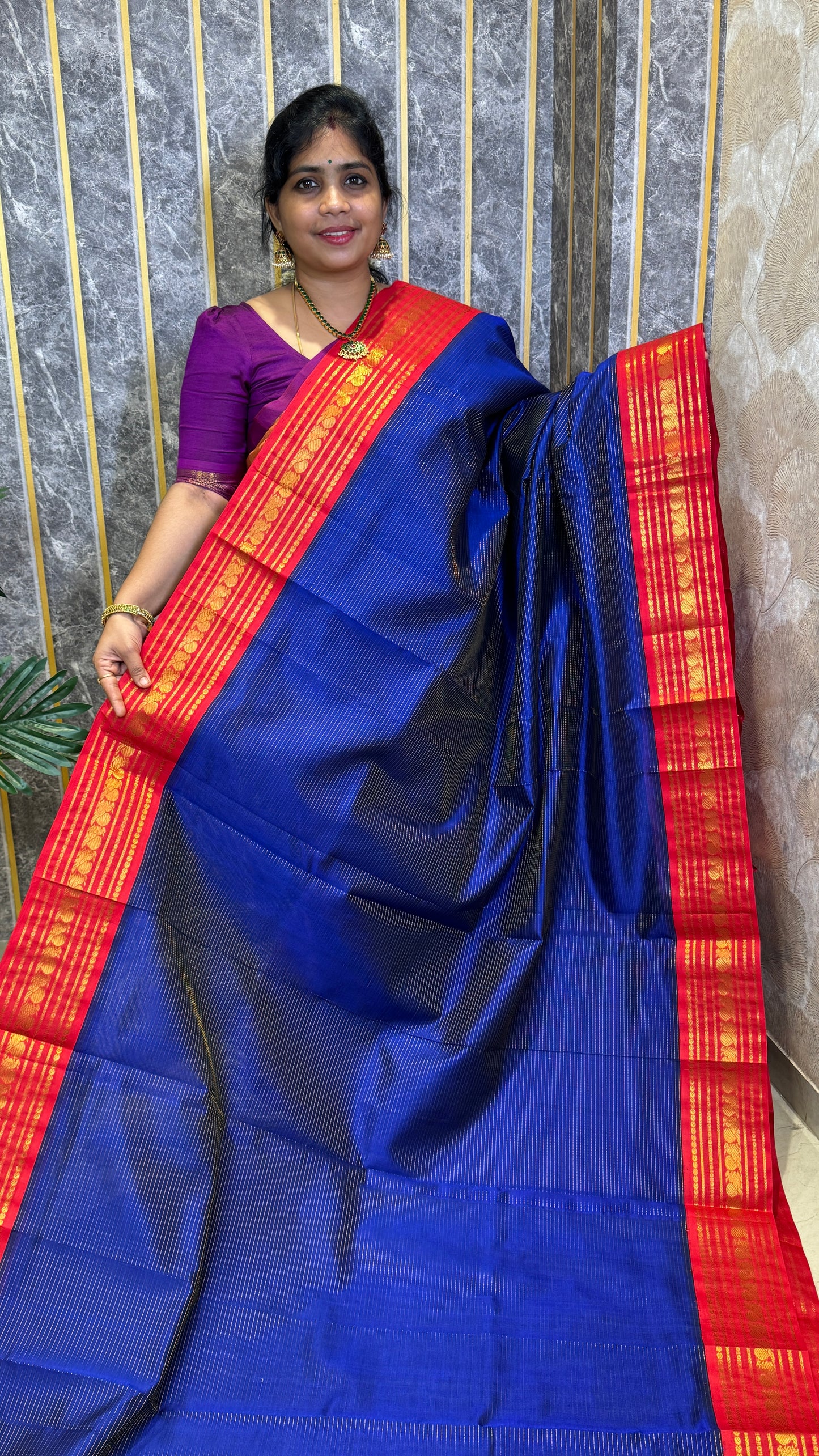 Vairoosi Pure Silk Cotton Saree with Korvai Borders