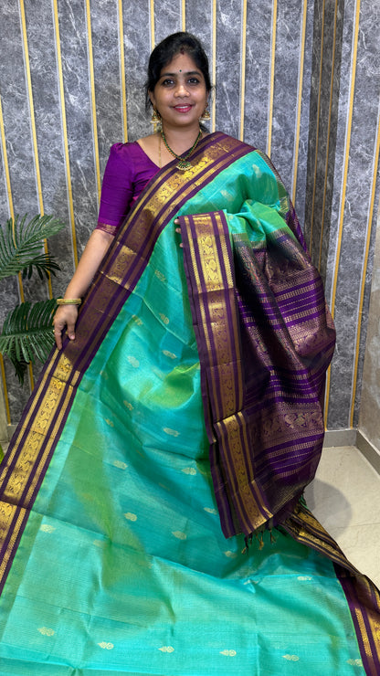 Vairoosi Pure Silk Cotton Saree with Korvai Borders