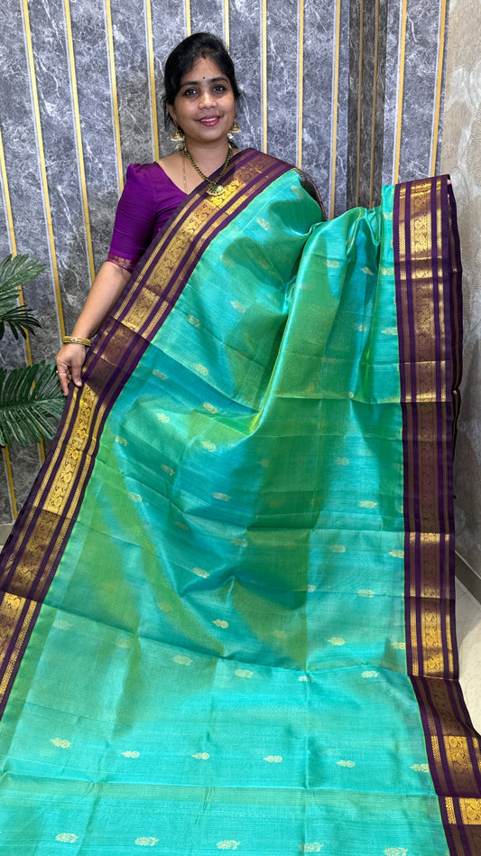 Vairoosi Pure Silk Cotton Saree with Korvai Borders