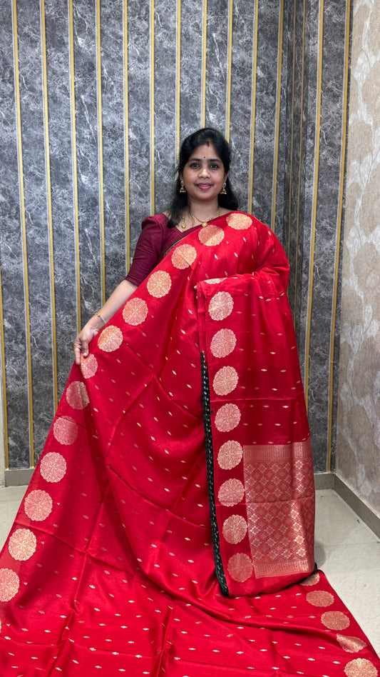 Semi Muga Silk Saree with Chakra Motif Border