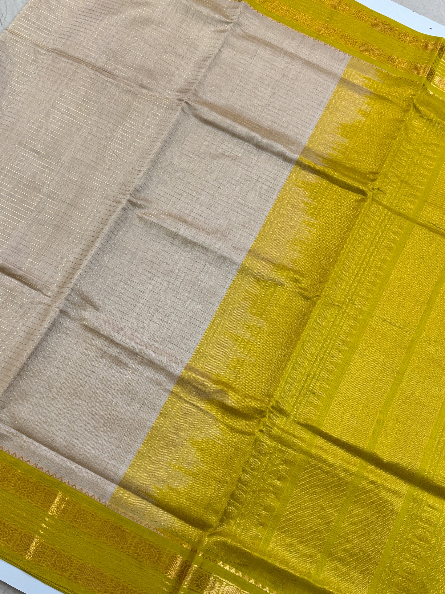 Checks Pure Silk Cotton with Korvai Border