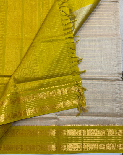 Checks Pure Silk Cotton with Korvai Border