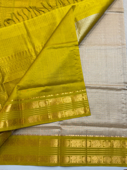 Checks Pure Silk Cotton with Korvai Border