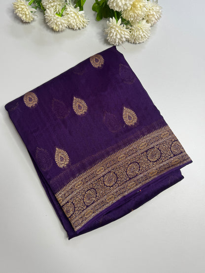 Semi Raw Silk Saree with Antique Border
