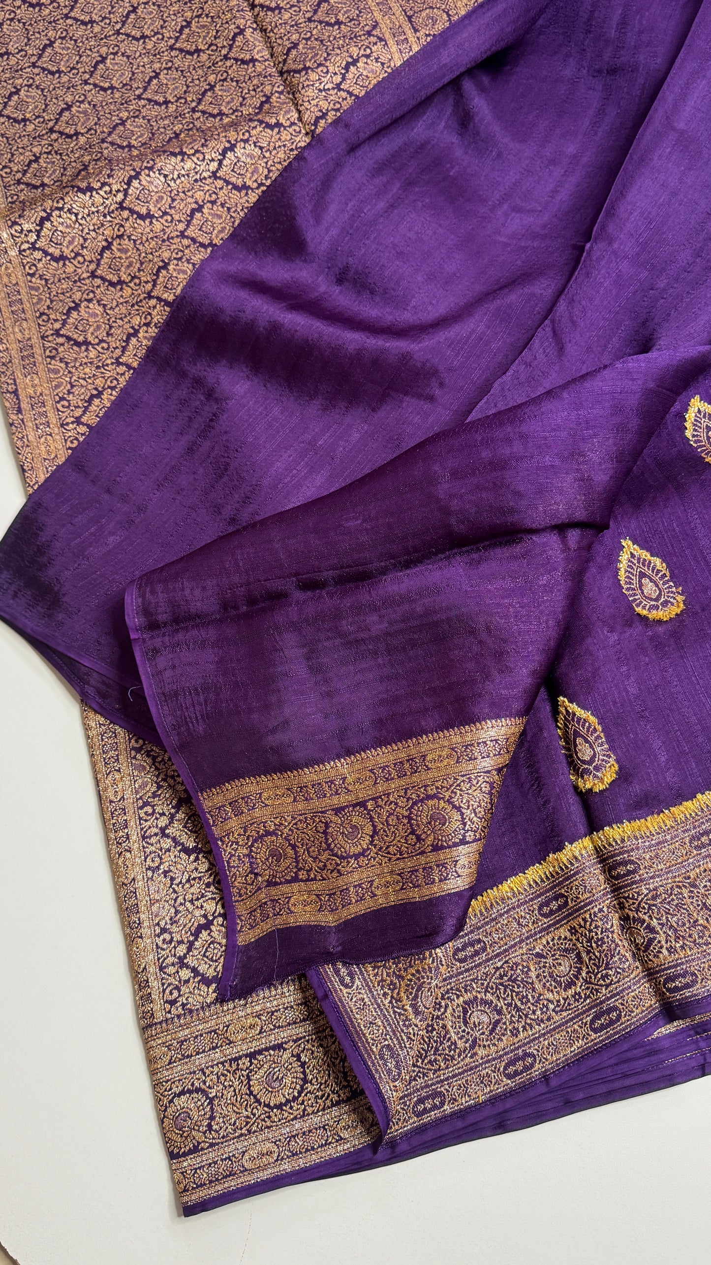 Semi Raw Silk Saree with Antique Border