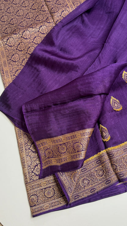 Semi Raw Silk Saree with Antique Border