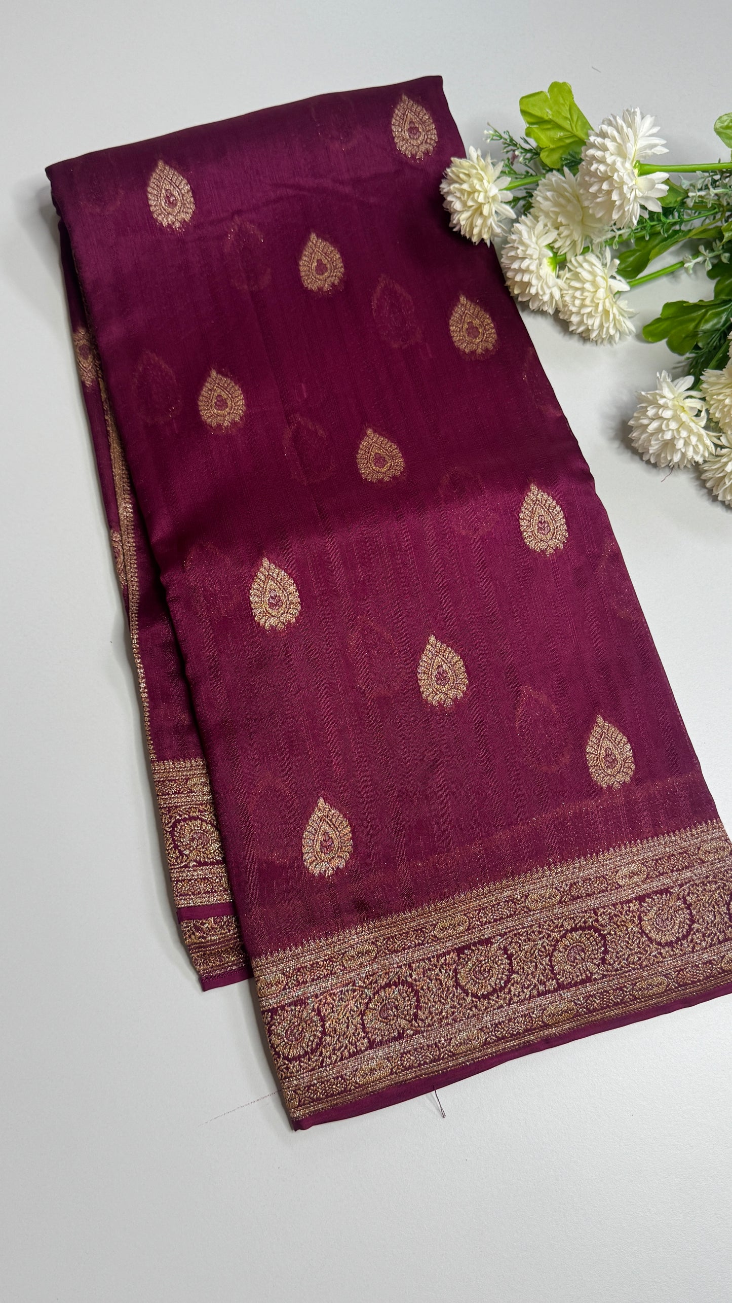 Semi Raw Silk Saree with Antique Border