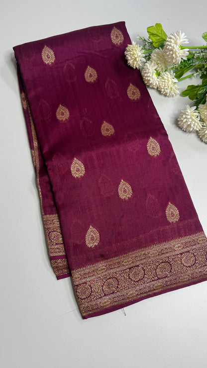Semi Raw Silk Saree with Antique Border