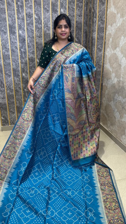 Madhubani x Bandhani Fusion Saree
