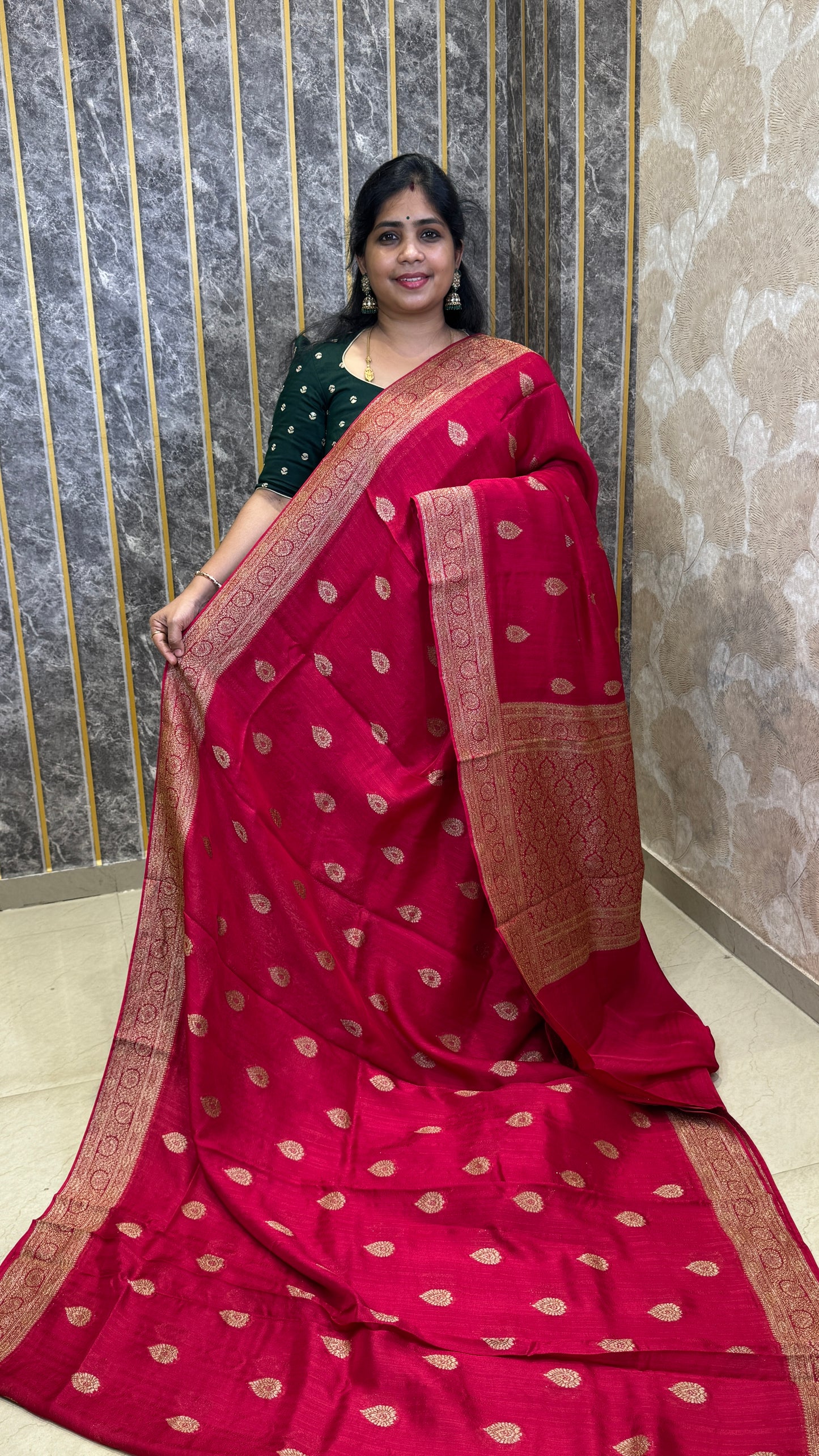 Semi Raw Silk Saree with Antique Border