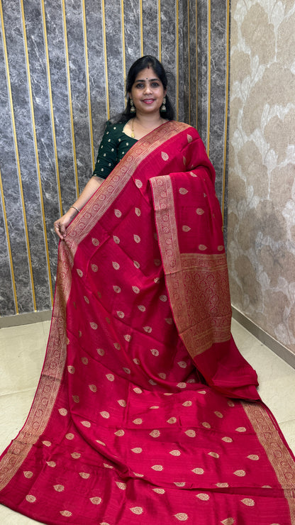 Semi Raw Silk Saree with Antique Border