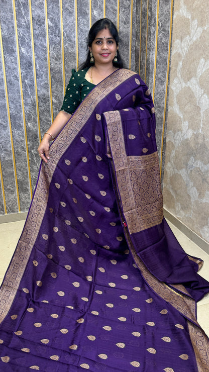 Semi Raw Silk Saree with Antique Border