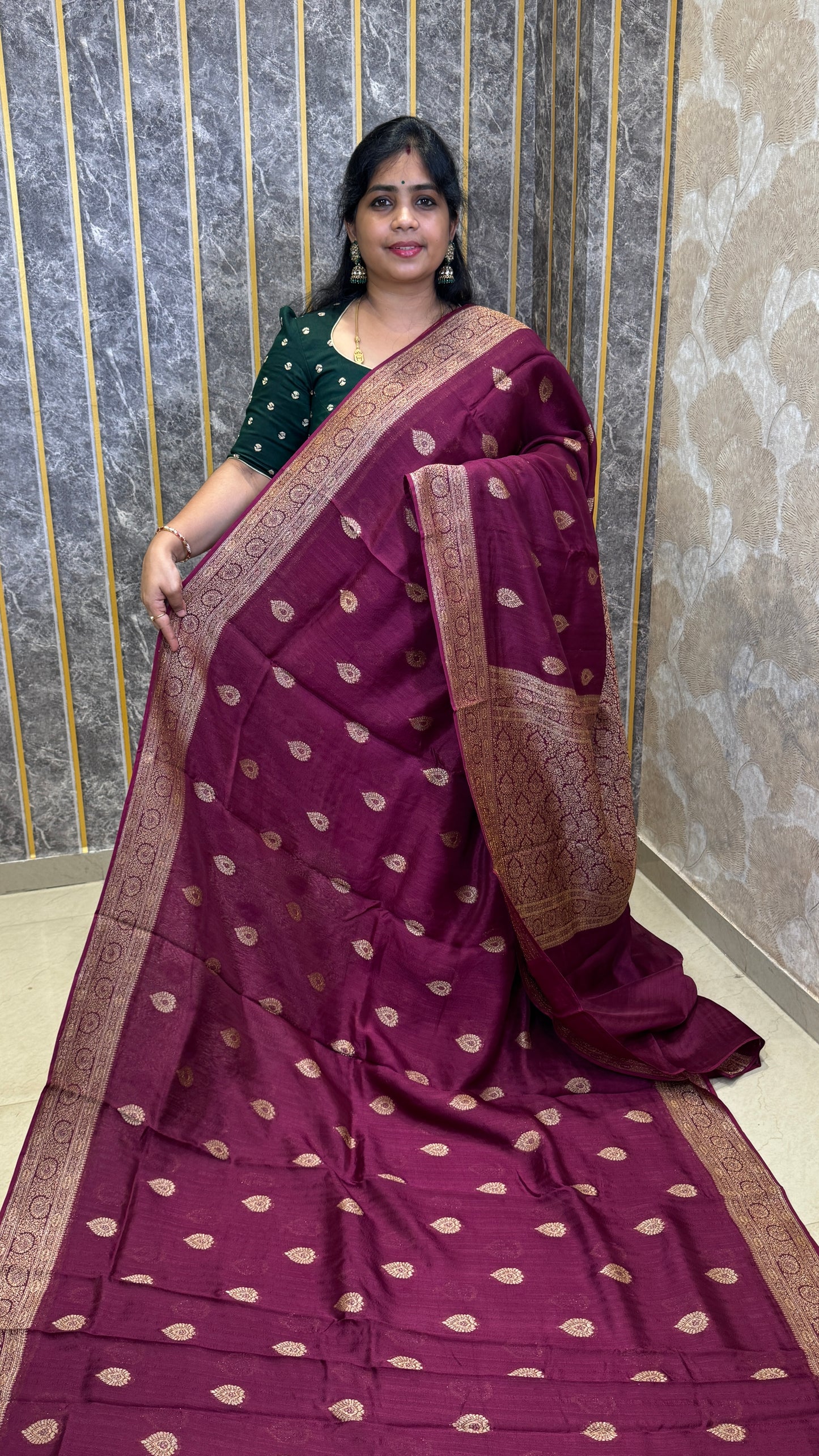 Semi Raw Silk Saree with Antique Border