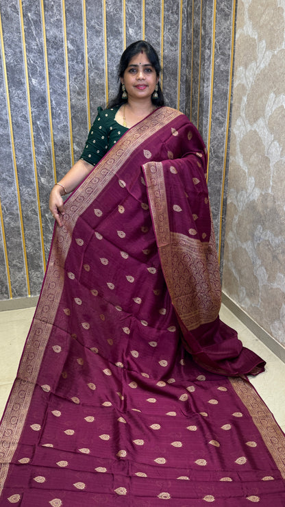 Semi Raw Silk Saree with Antique Border