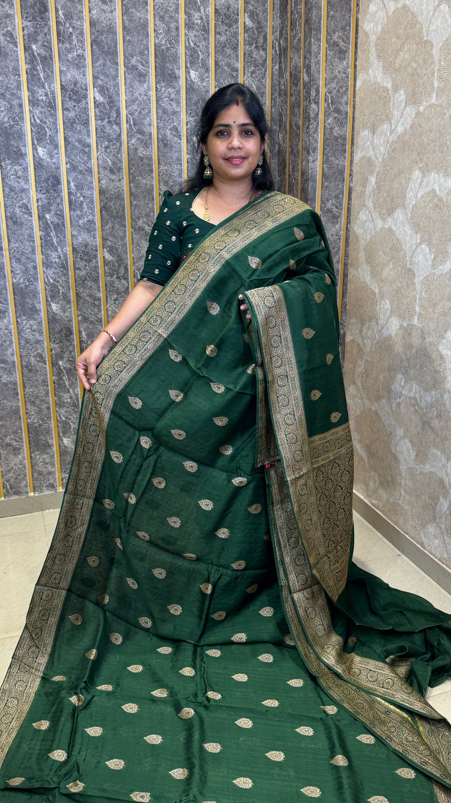 Semi Raw Silk Saree with Antique Border