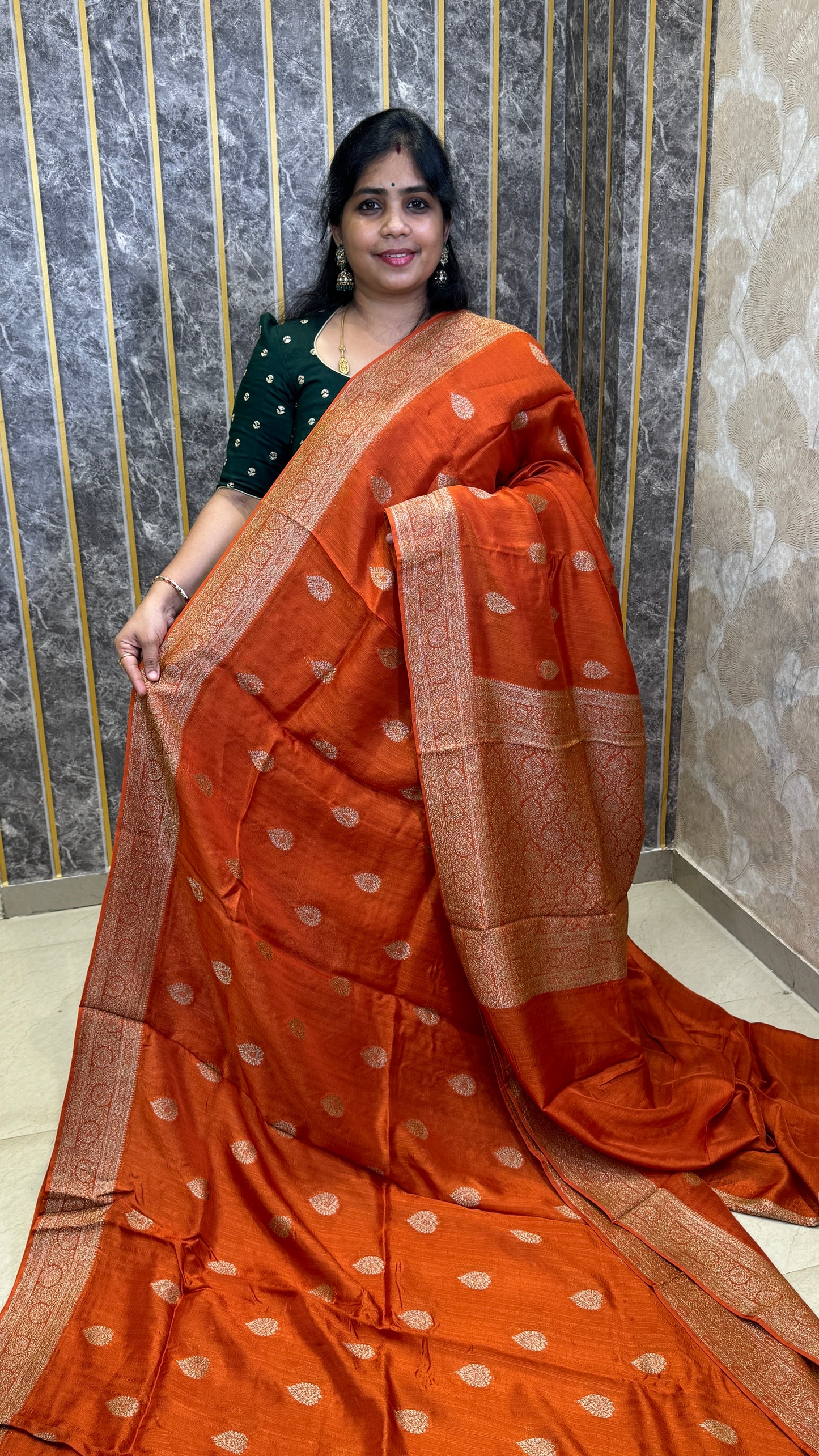 Semi Raw Silk Saree with Antique Border