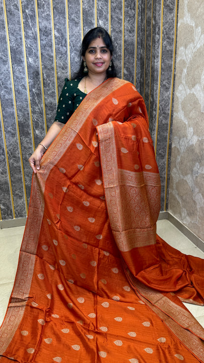 Semi Raw Silk Saree with Antique Border