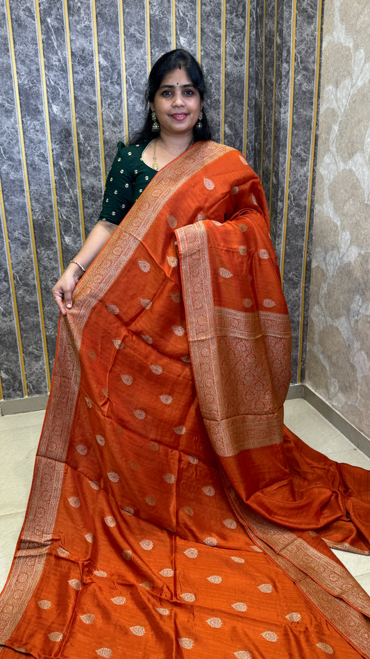 Semi Raw Silk Saree with Antique Border