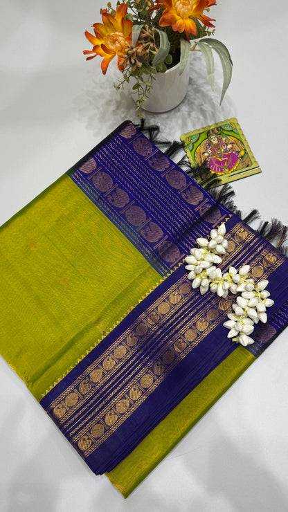 Plain Pure Silk Cotton Saree with Korvai Border