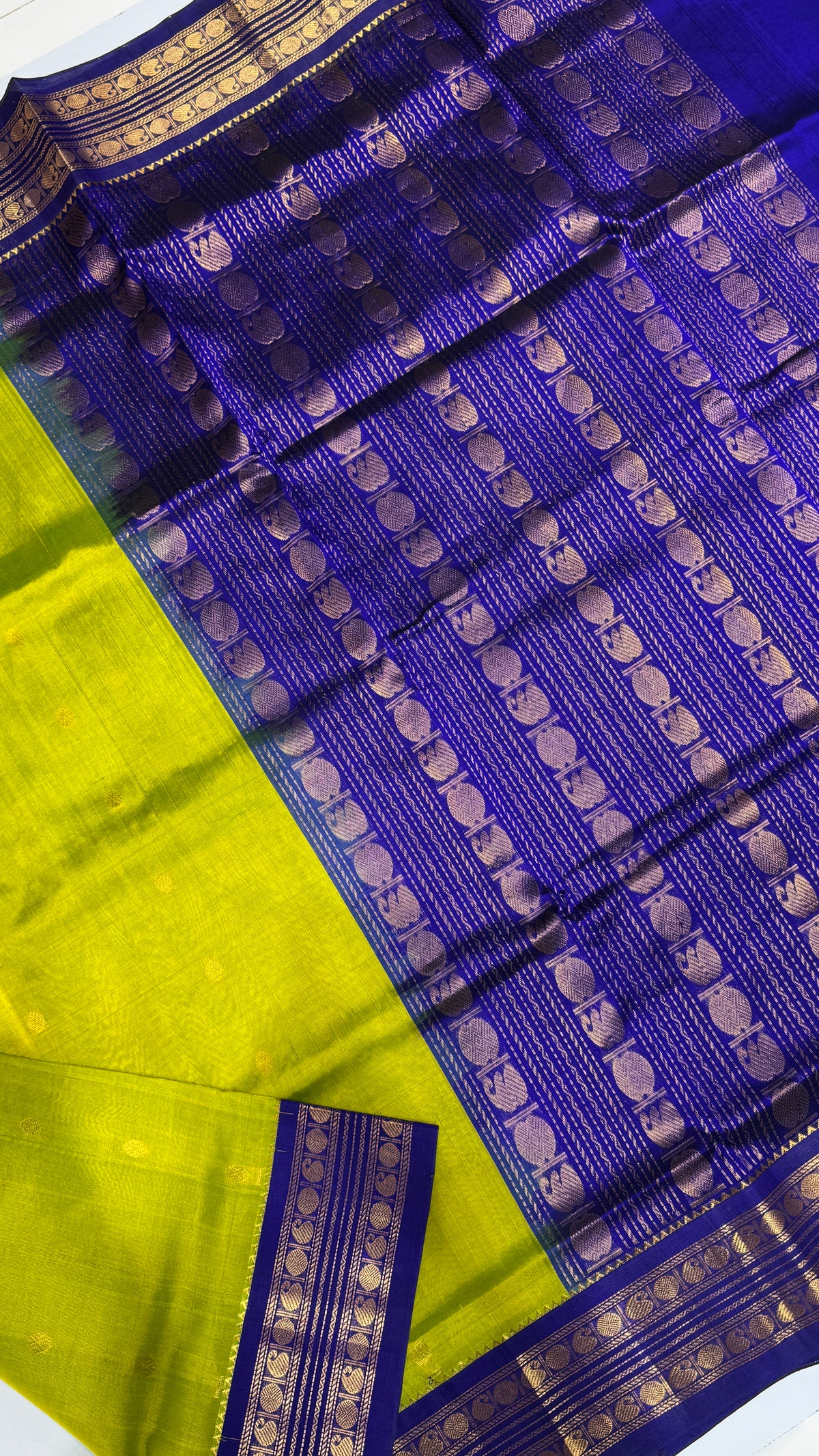Plain Pure Silk Cotton Saree with Korvai Border