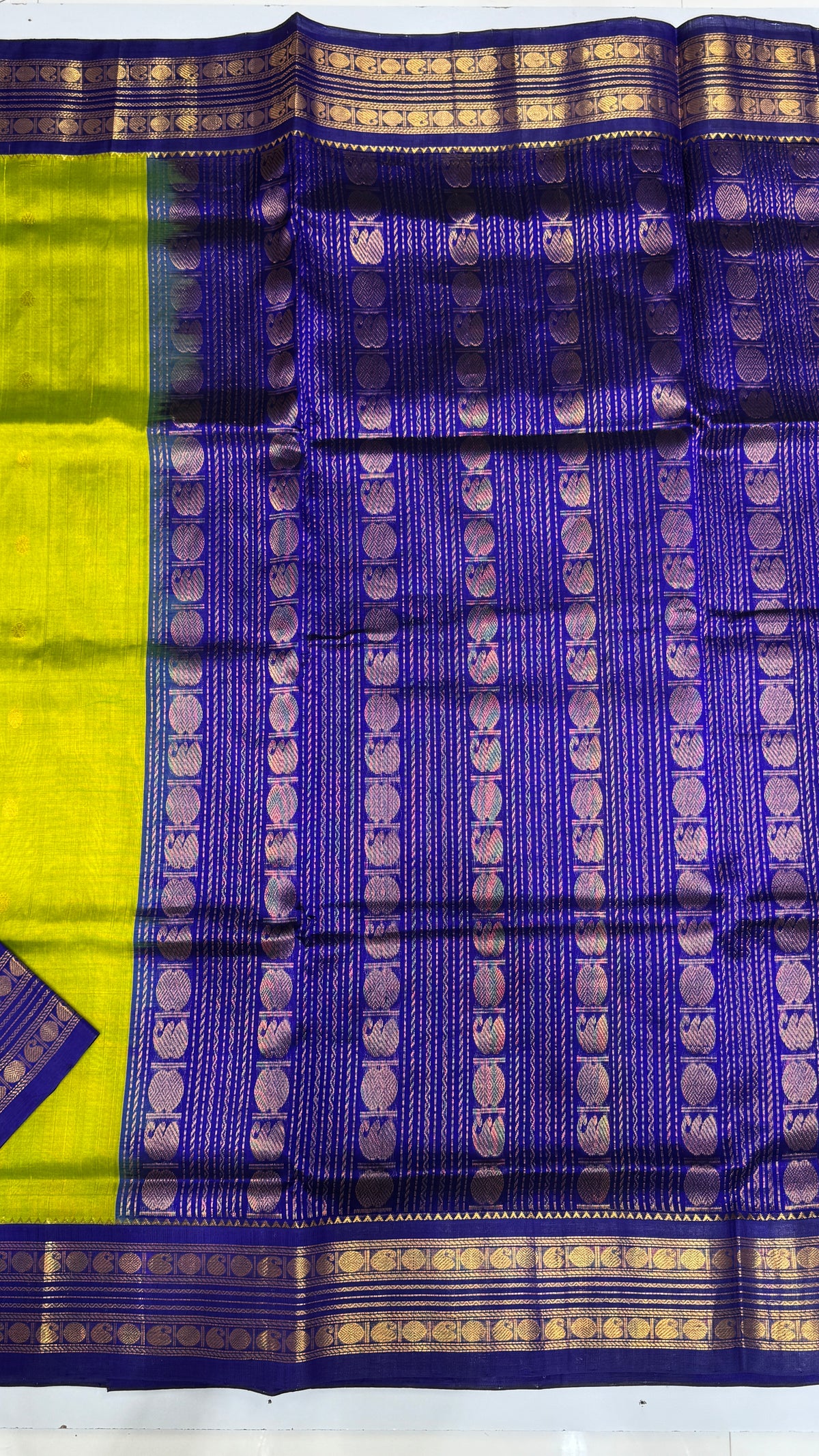 Plain Pure Silk Cotton Saree with Korvai Border