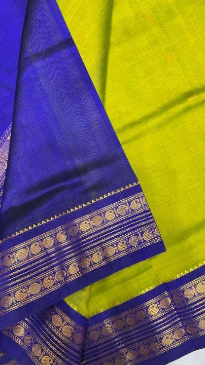 Plain Pure Silk Cotton Saree with Korvai Border