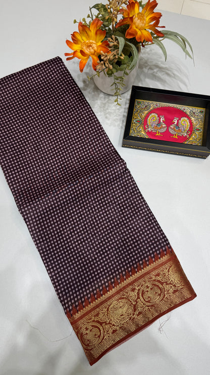 Checks Semi Mysore Silk Saree
