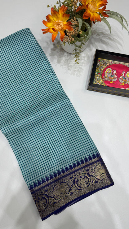 Checks Semi Mysore Silk Saree