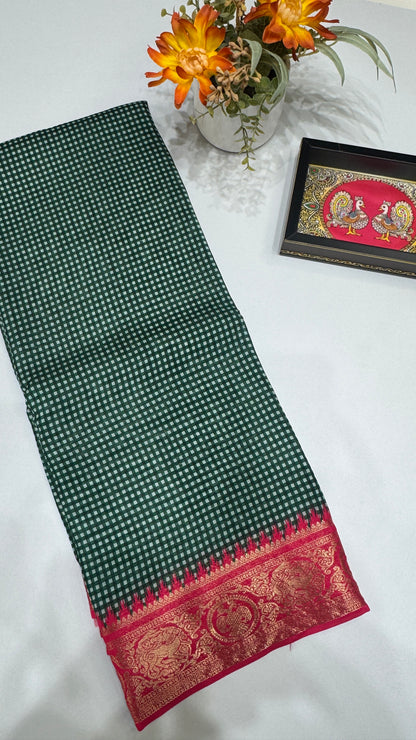 Checks Semi Mysore Silk Saree