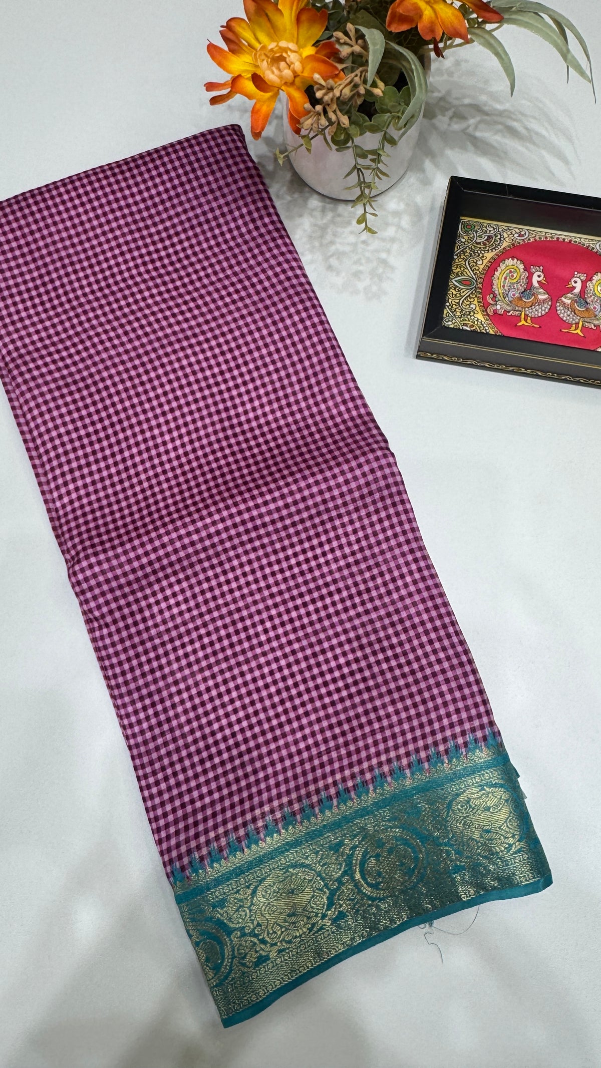 Checks Semi Mysore Silk Saree
