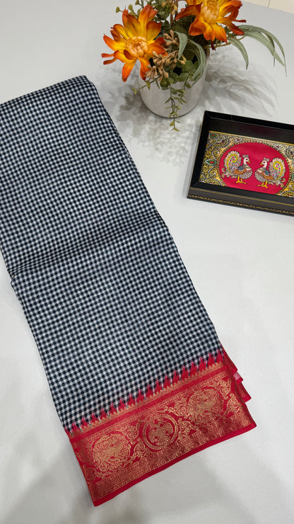 Checks Semi Mysore Silk Saree