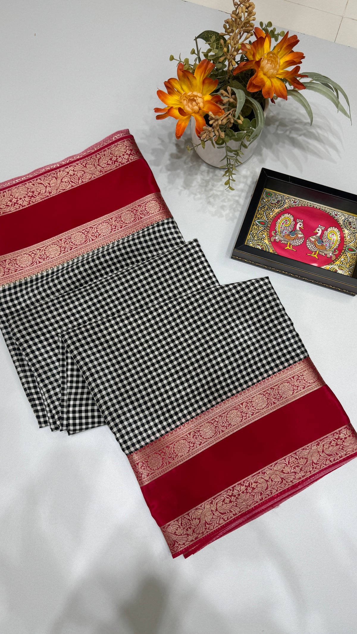 Semi Mysore Silk Saree with Gap Border