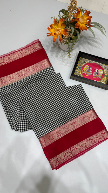 Semi Mysore Silk Saree with Gap Border