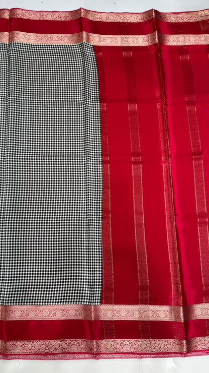 Semi Mysore Silk Saree with Gap Border