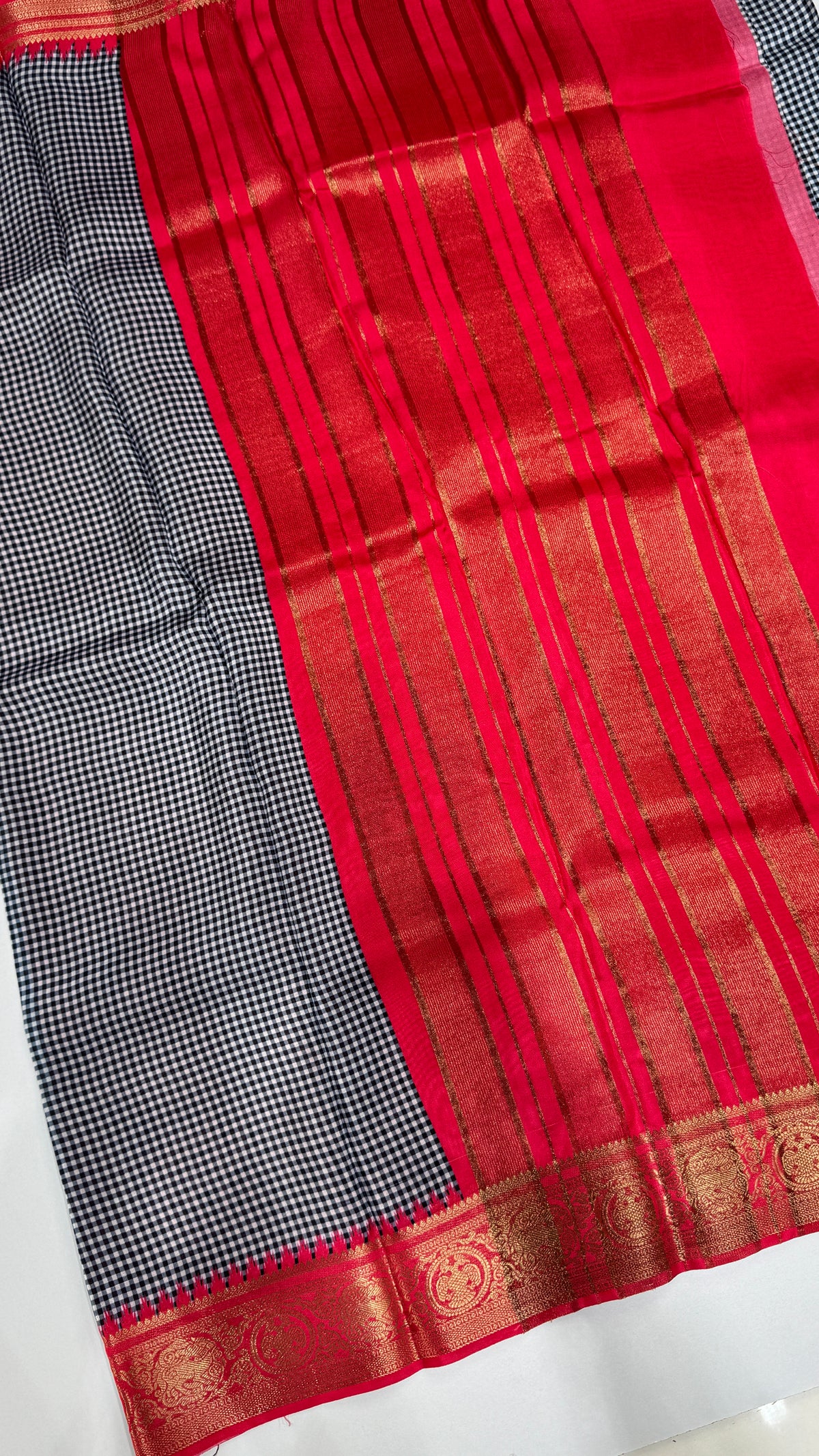 Checks Semi Mysore Silk Saree