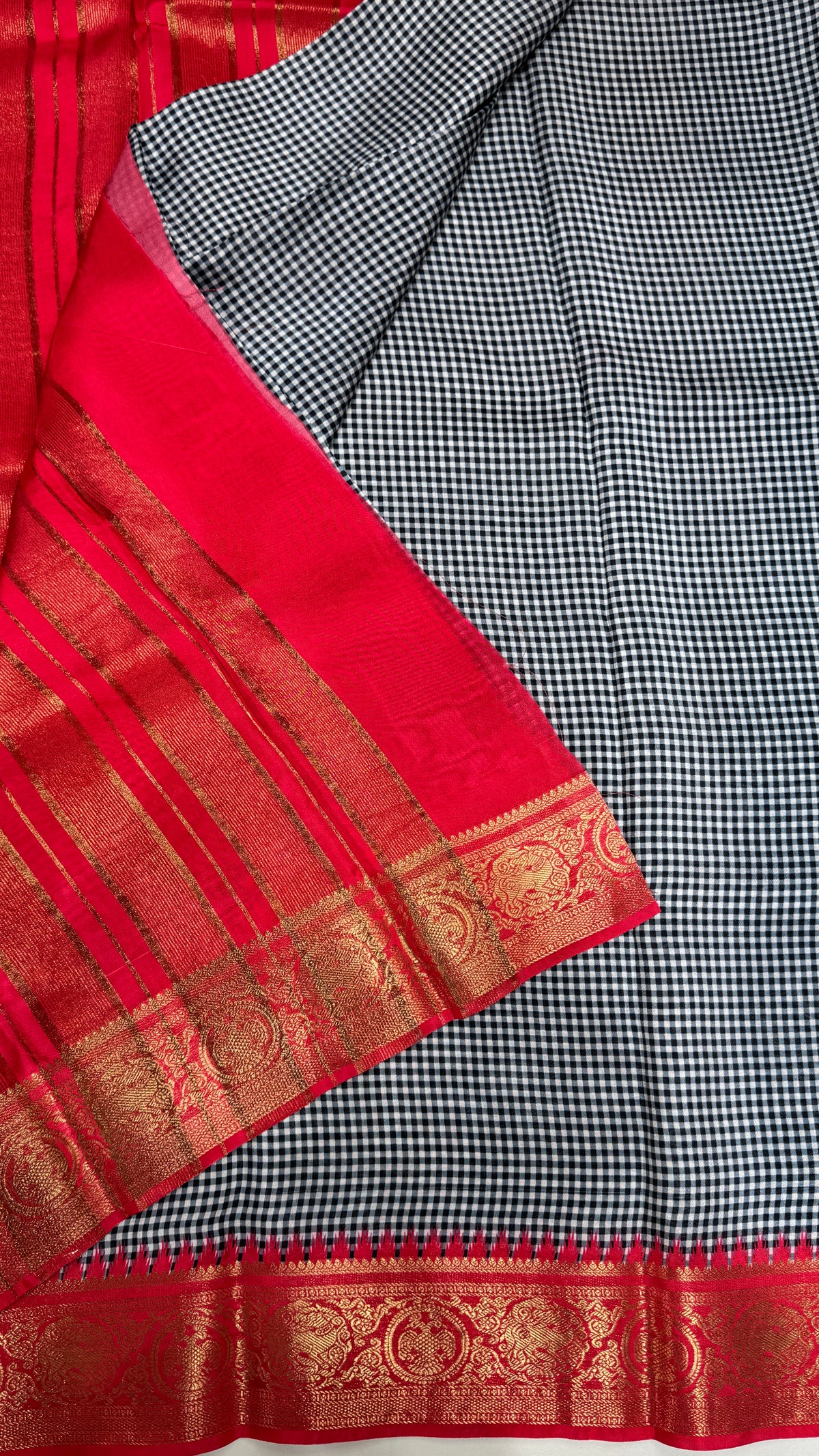Checks Semi Mysore Silk Saree