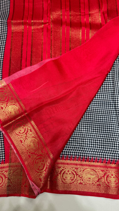 Checks Semi Mysore Silk Saree