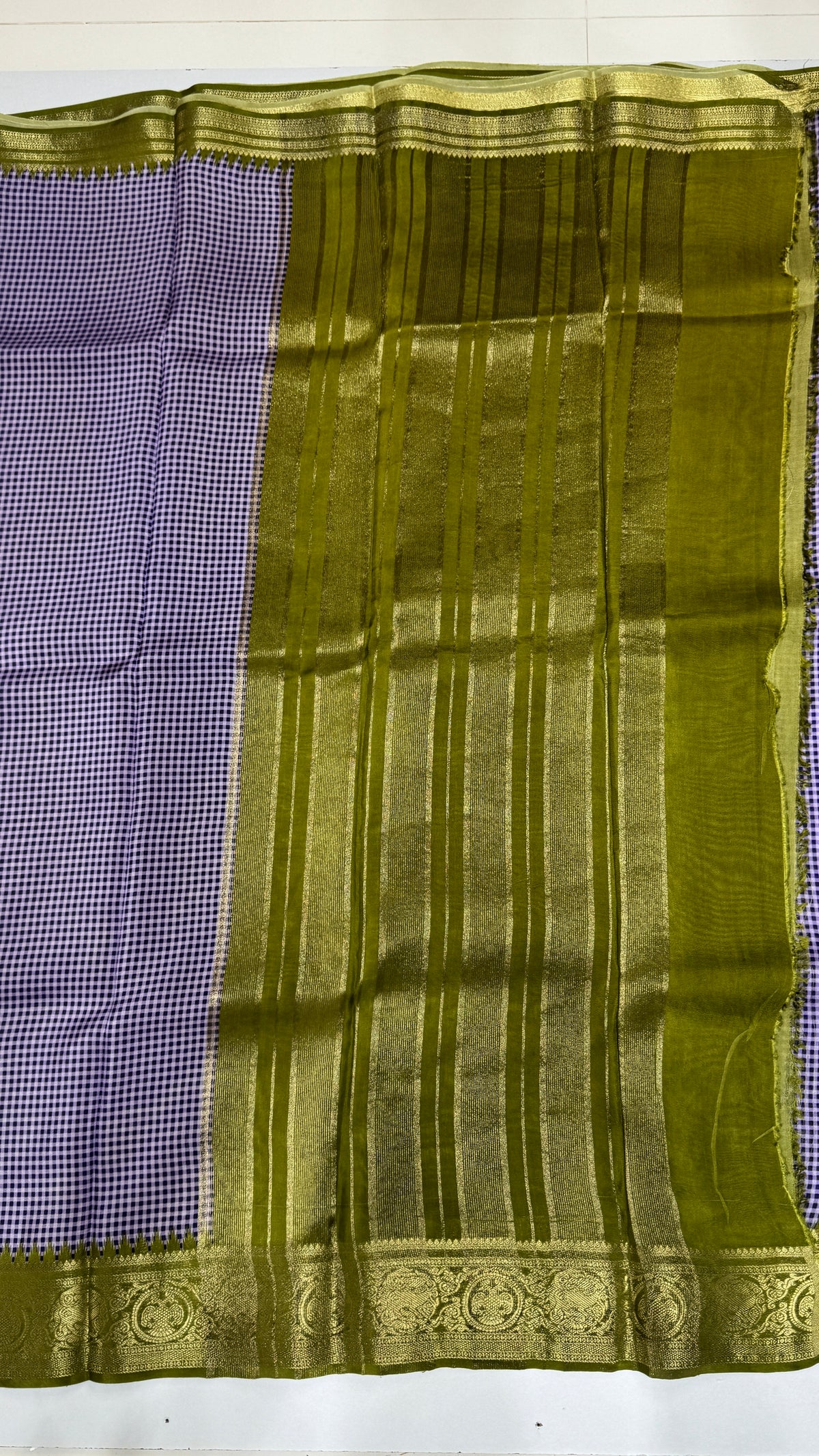Checks Semi Mysore Silk Saree