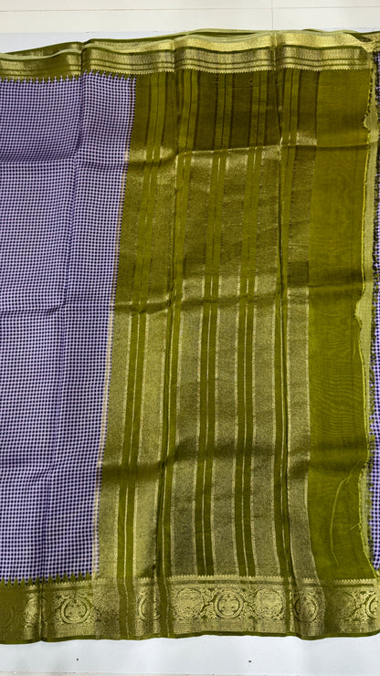 Checks Semi Mysore Silk Saree