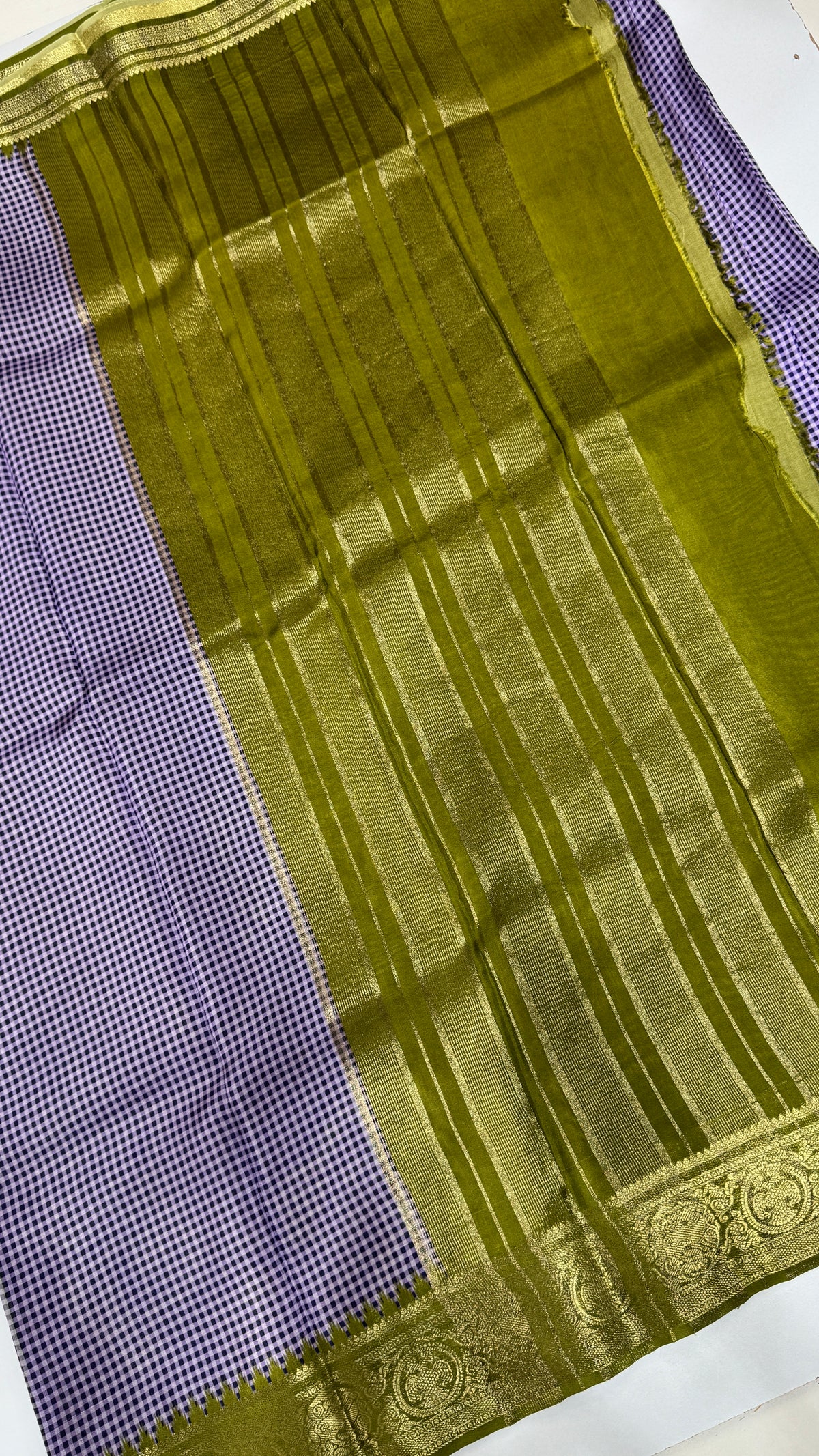Checks Semi Mysore Silk Saree