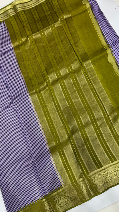 Checks Semi Mysore Silk Saree