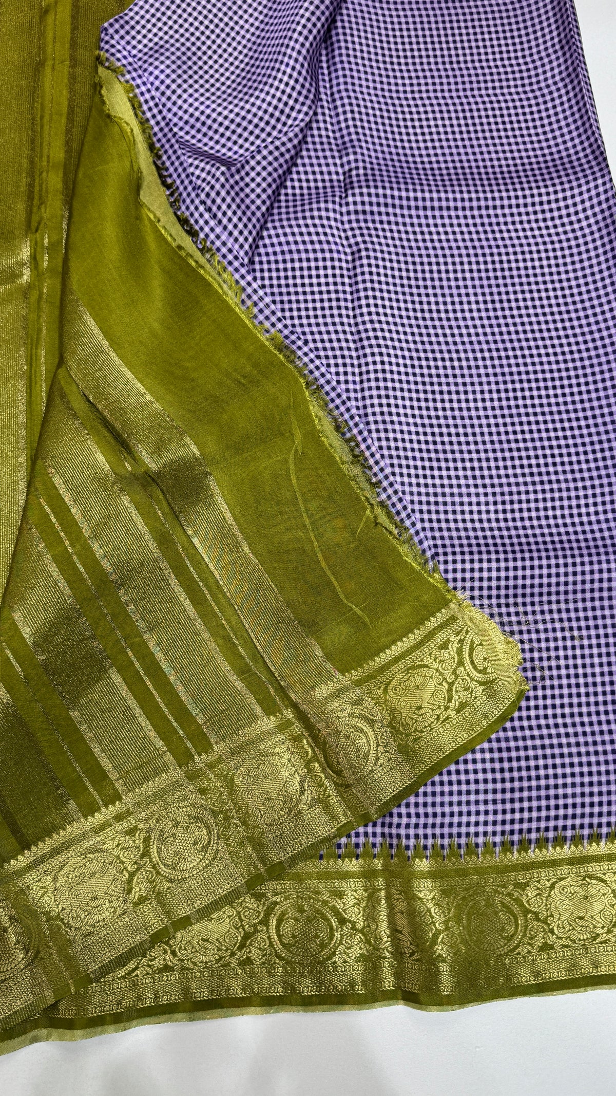 Checks Semi Mysore Silk Saree