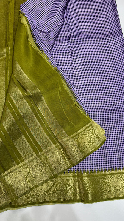 Checks Semi Mysore Silk Saree