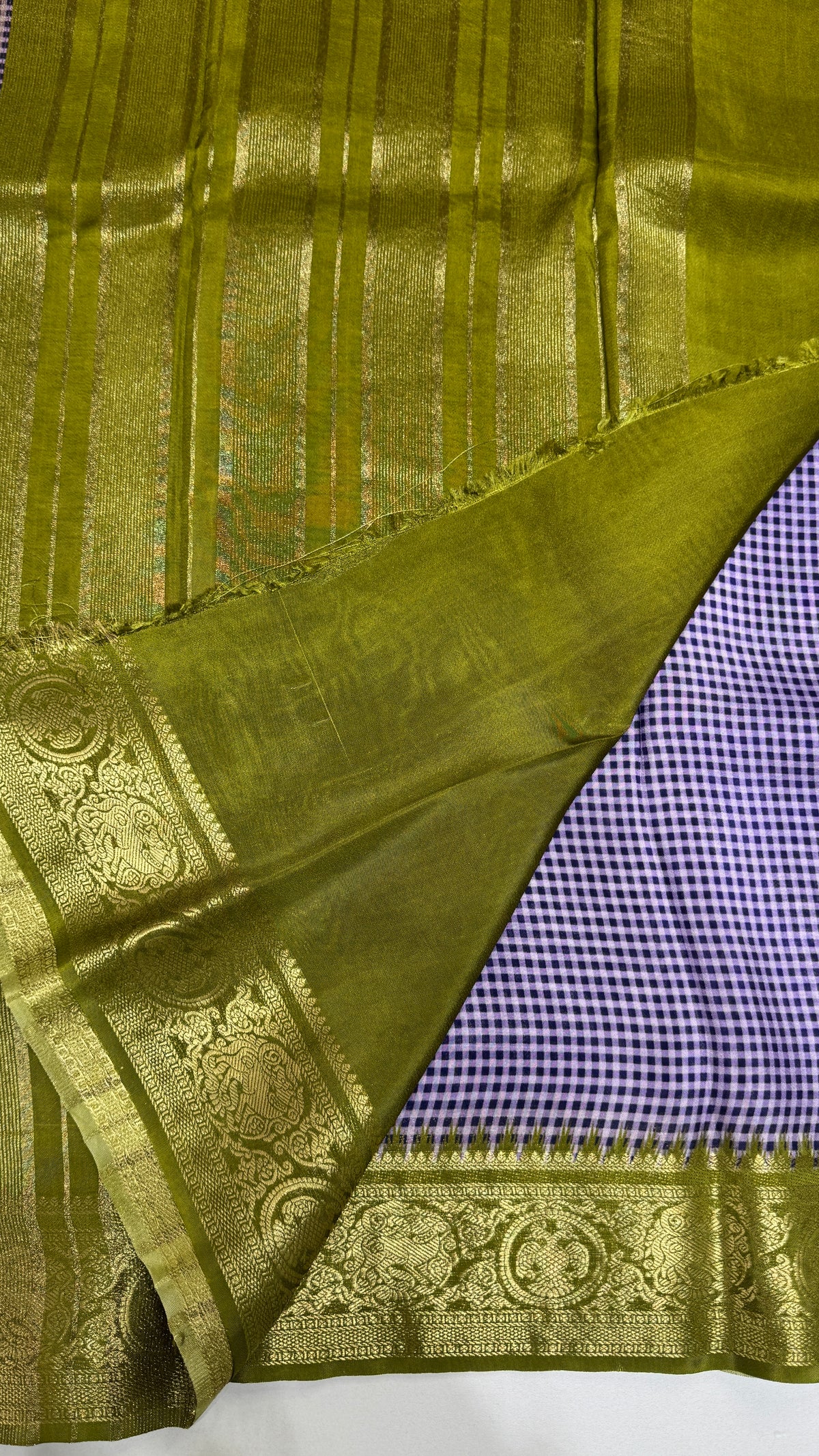 Checks Semi Mysore Silk Saree
