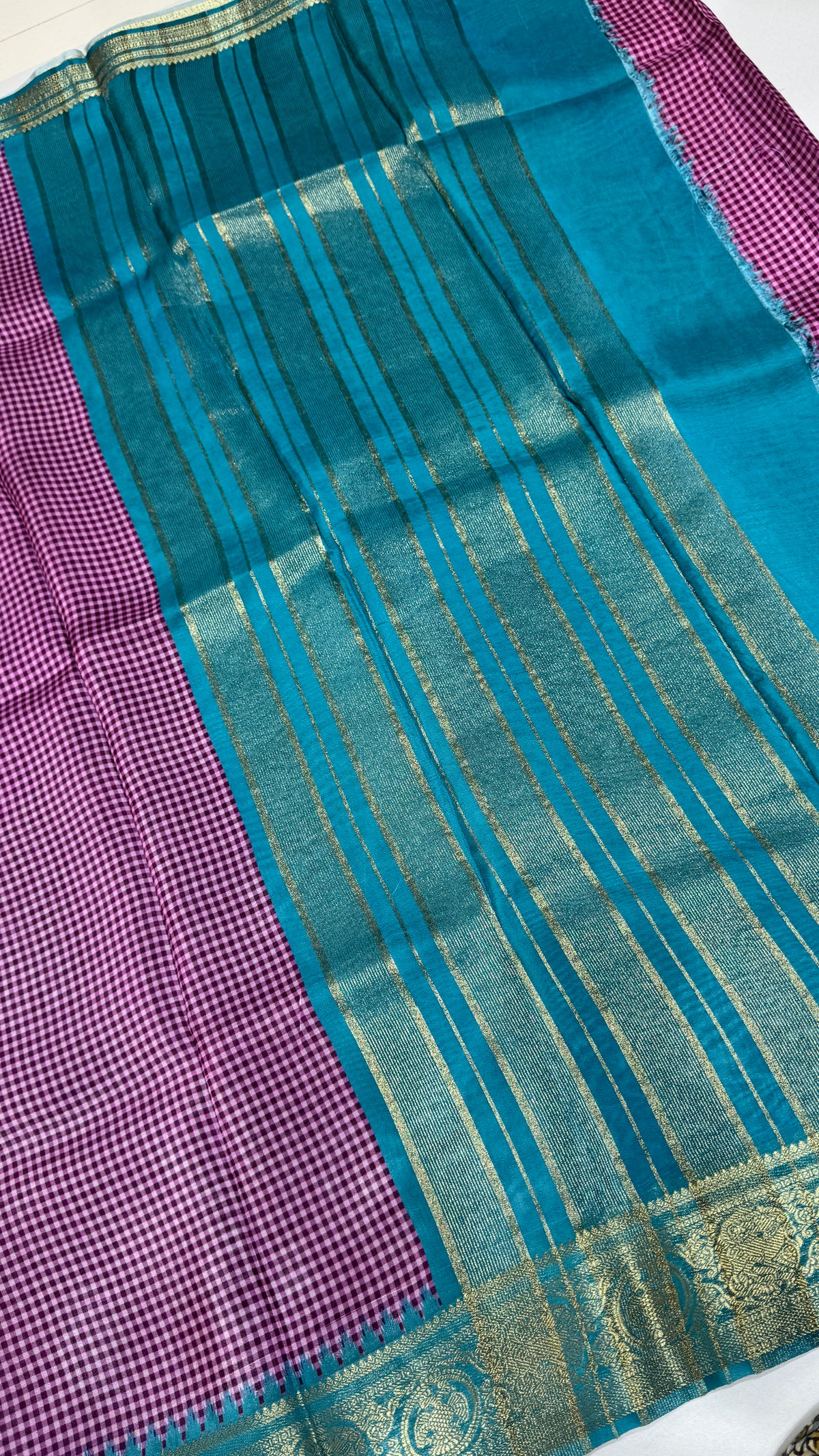 Checks Semi Mysore Silk Saree