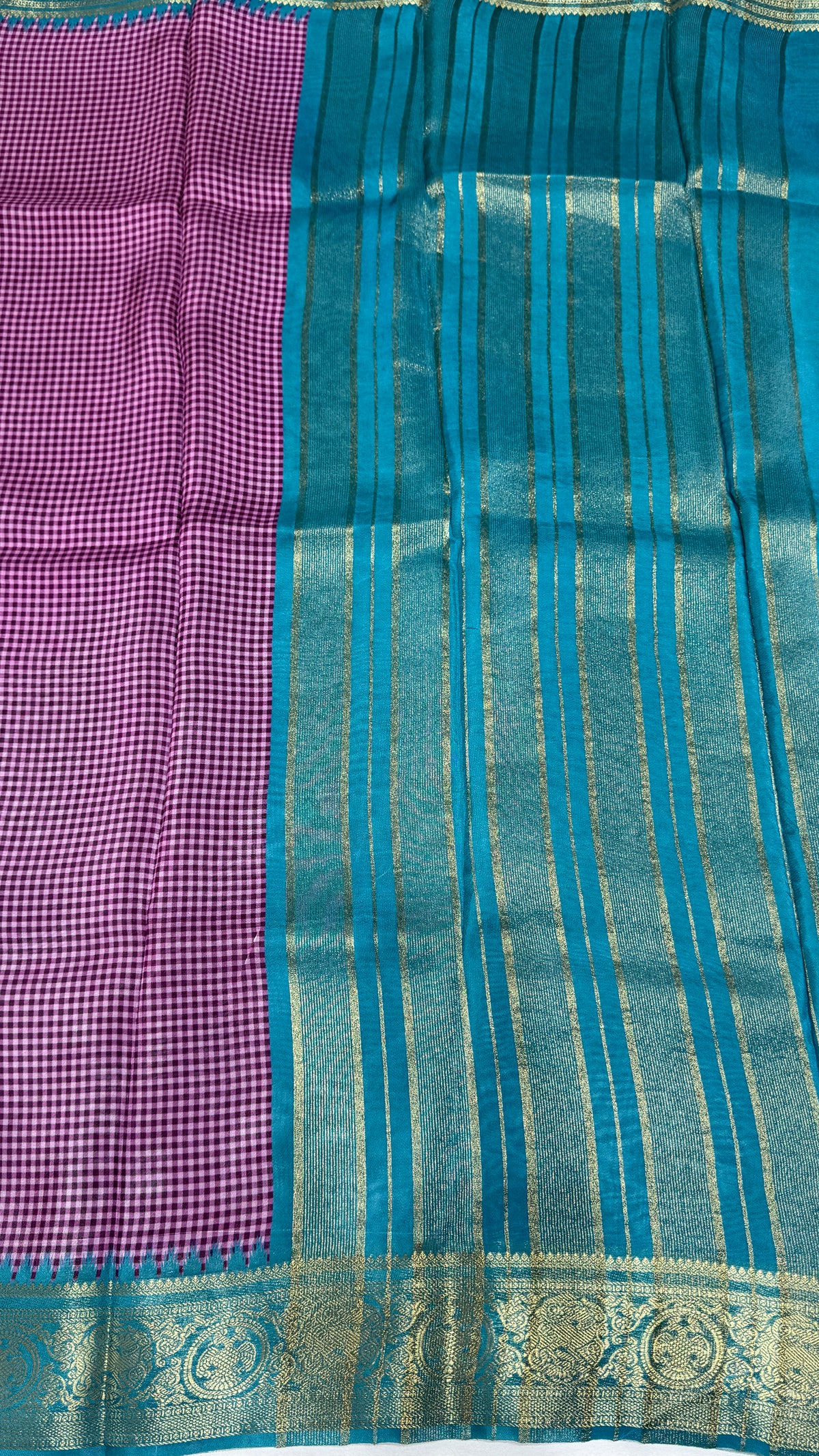 Checks Semi Mysore Silk Saree