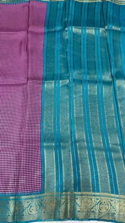 Checks Semi Mysore Silk Saree