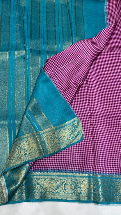 Checks Semi Mysore Silk Saree
