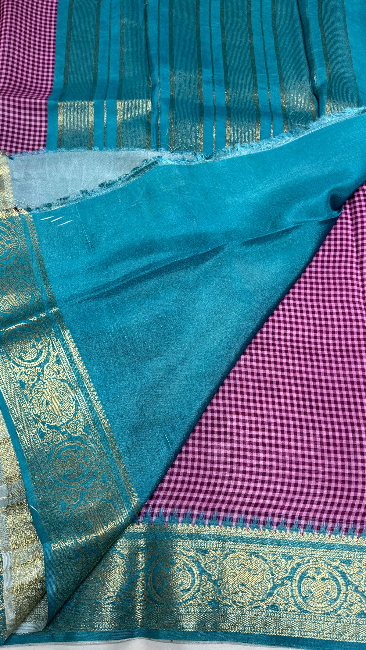 Checks Semi Mysore Silk Saree
