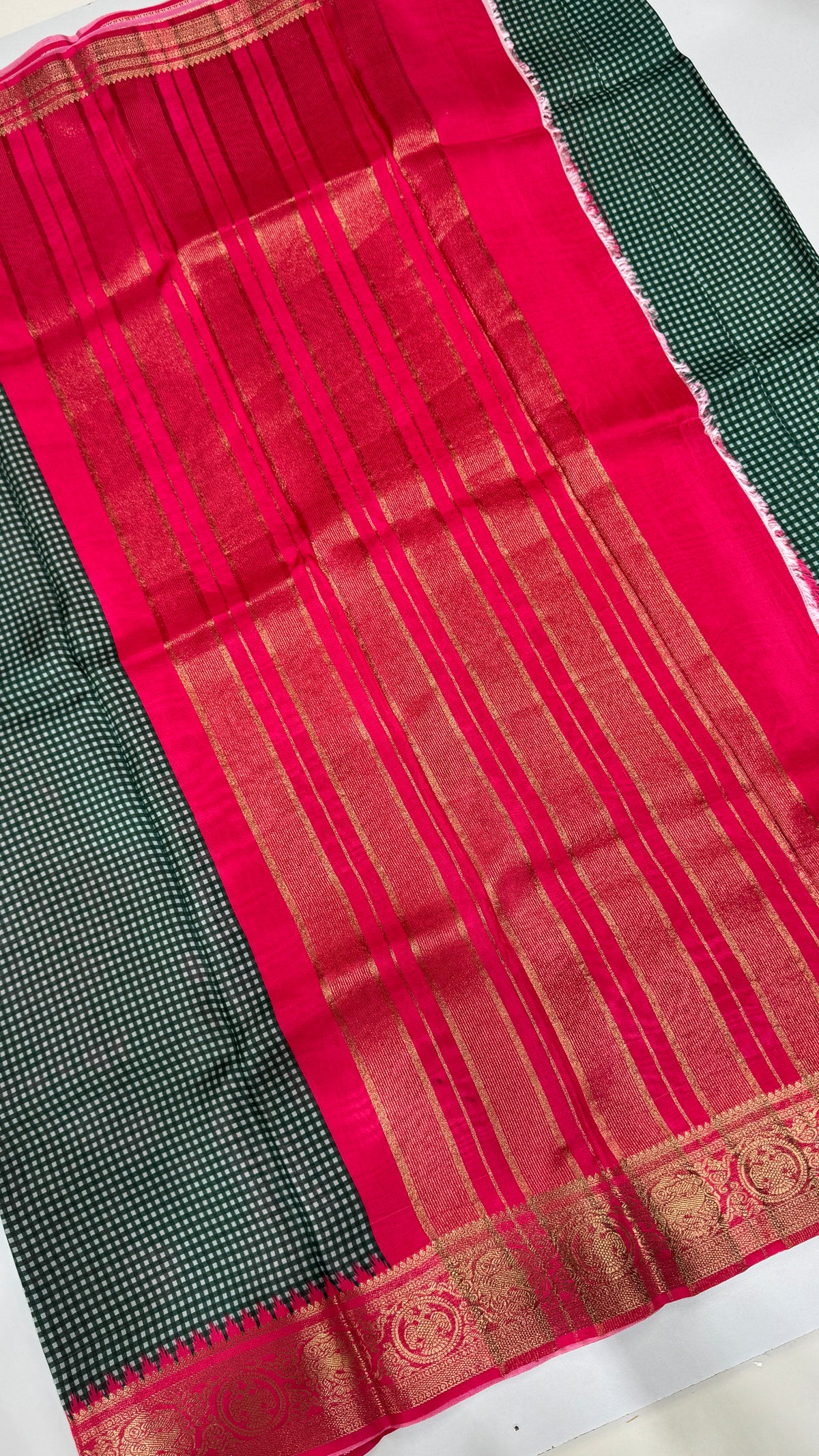 Checks Semi Mysore Silk Saree
